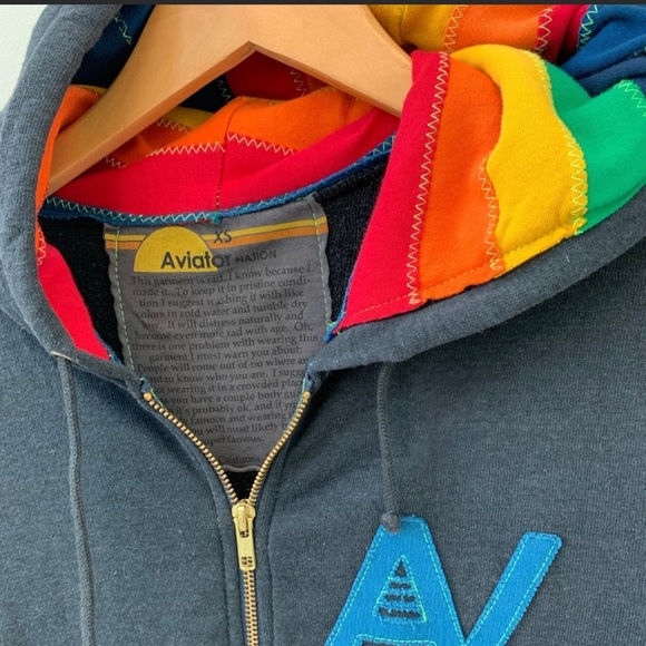 Aviator National RARE/DISCONTINUED rainbow hoodie🌈 - Picture 2 of 6